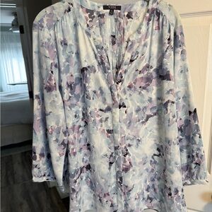 NYDJ Women's Abstract Blouse - Blue and Purple
